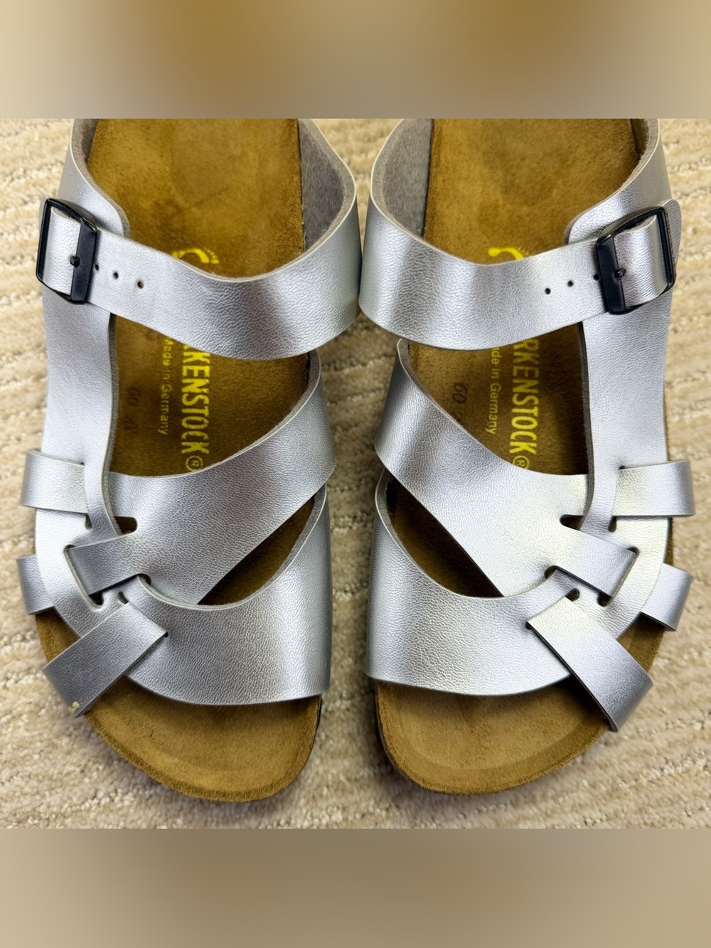 Like new Birkenstock Pisa metallic silver strap sandals - Picture 6 of 12